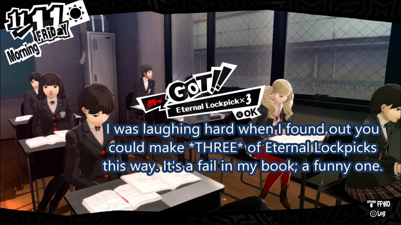(fail) Persona 5 so this just happened with Eternal Lockpick crafting