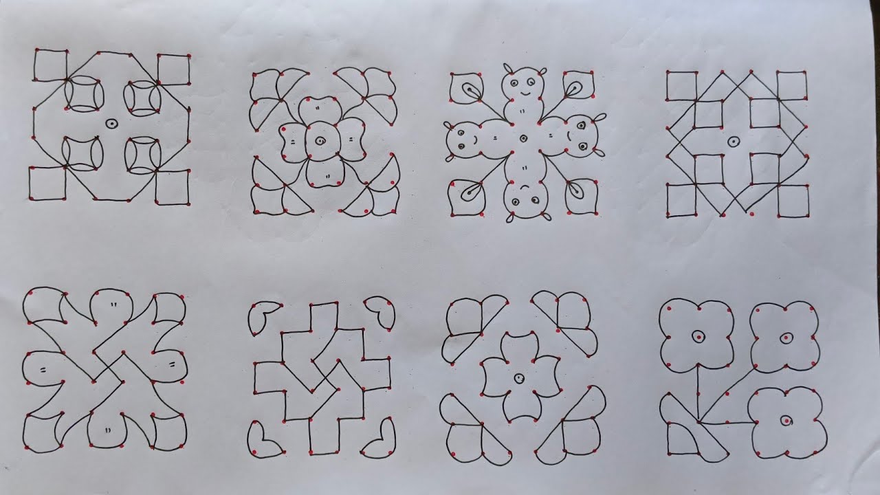 6to6 easy dots kolam.beginers rangoli designs.ரங்கோலி கோலம்.small dot kolam