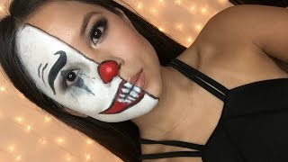 EASY Halloween Makeup | Half Clown Face Tutorial screenshot 1
