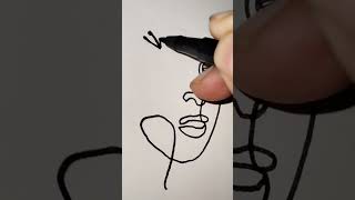 beautiful line drawing..face art  #virul #pencildrawing #shortsvideo