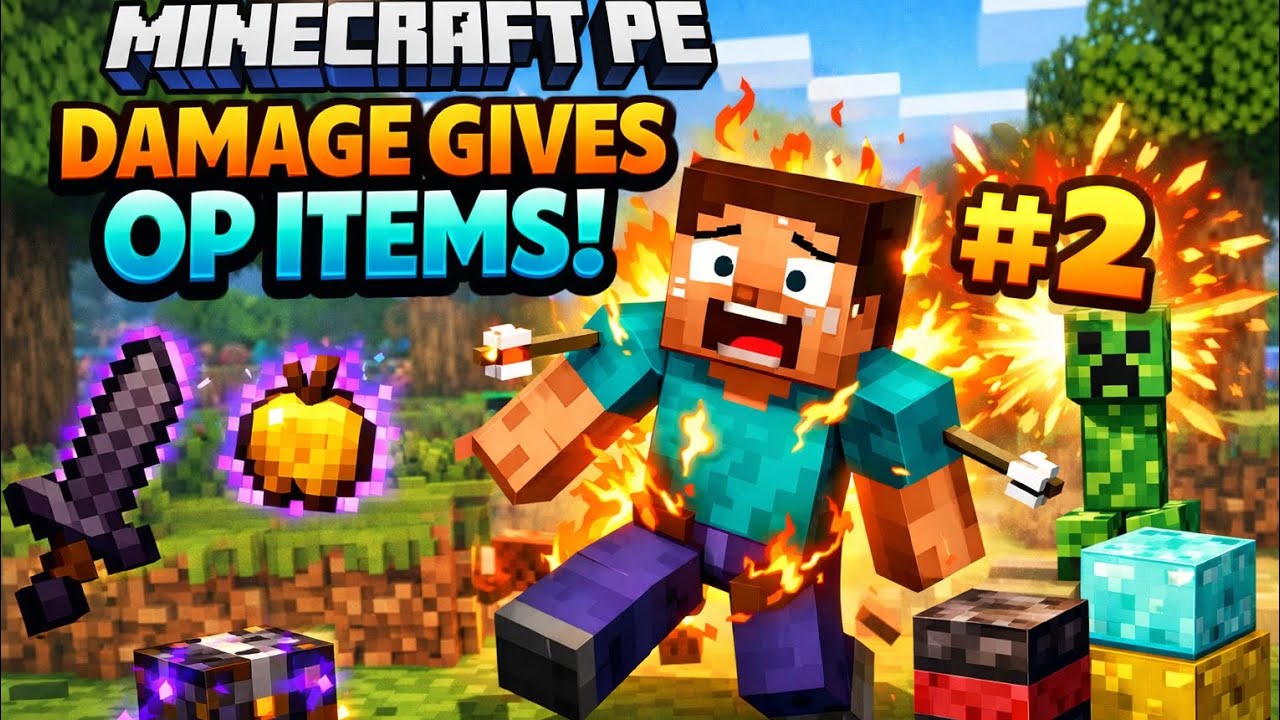 Minecraft pe, damage gives you op items 😮 #2 