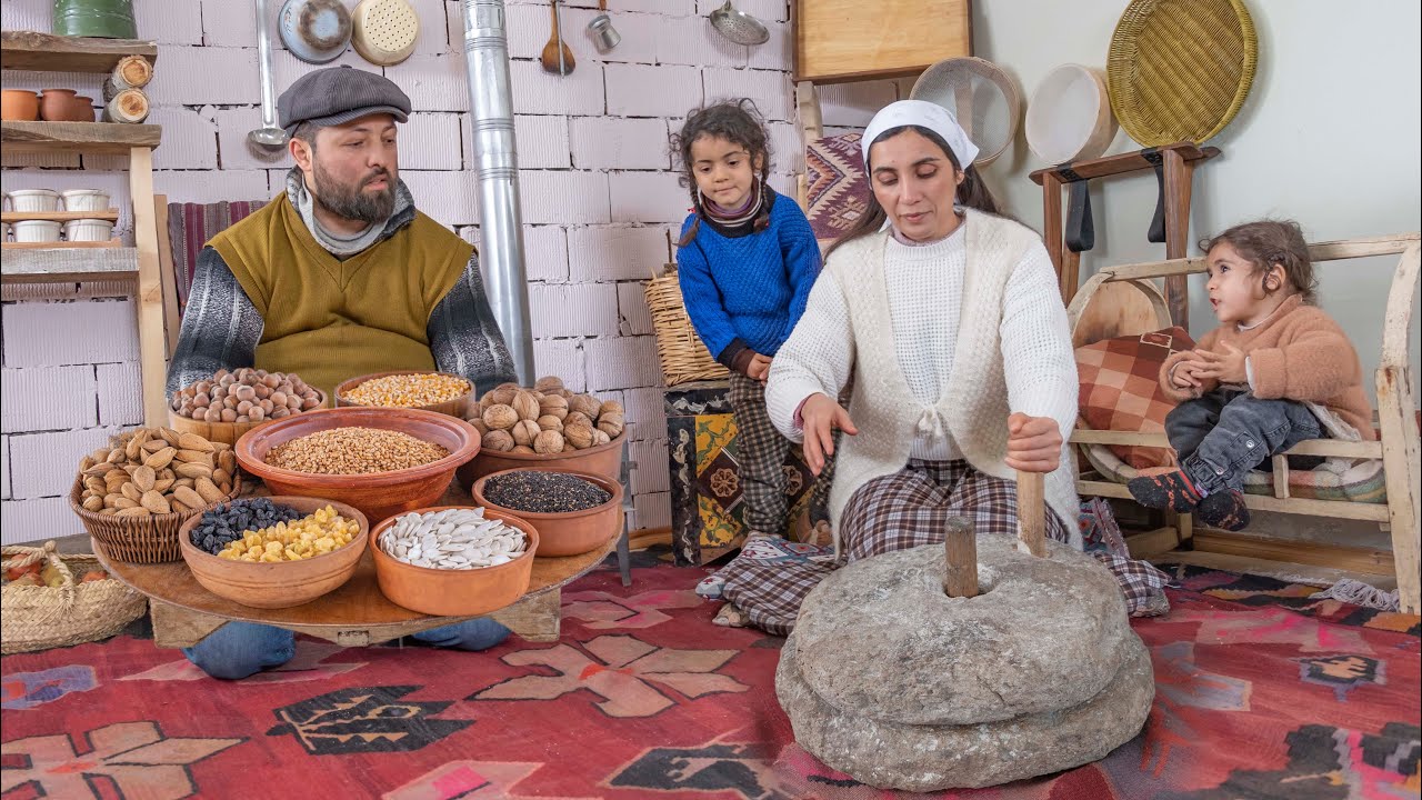 Жареная пшеница и орехи, аромат распространяется по всей деревне! Пшеничный десерт - Говут