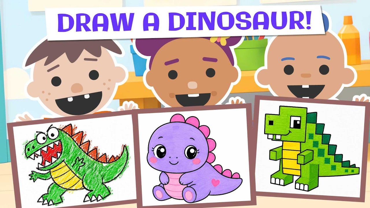 How To Draw A Dinosaur Easy! 🦖 Roys Bedoys Drawing & Coloring For Kids