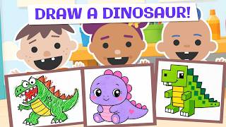 How To Draw A Dinosaur Easy! 🦖 Roys Bedoys Drawing & Coloring For Kids