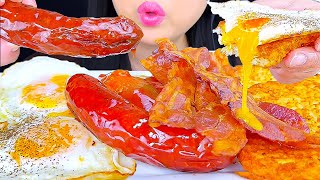 Asmr Mukbang | Soft Fried Egg, Sausage, Bacon & Hash Browns Breakfast | Eating Sounds | ASMR Phan screenshot 5