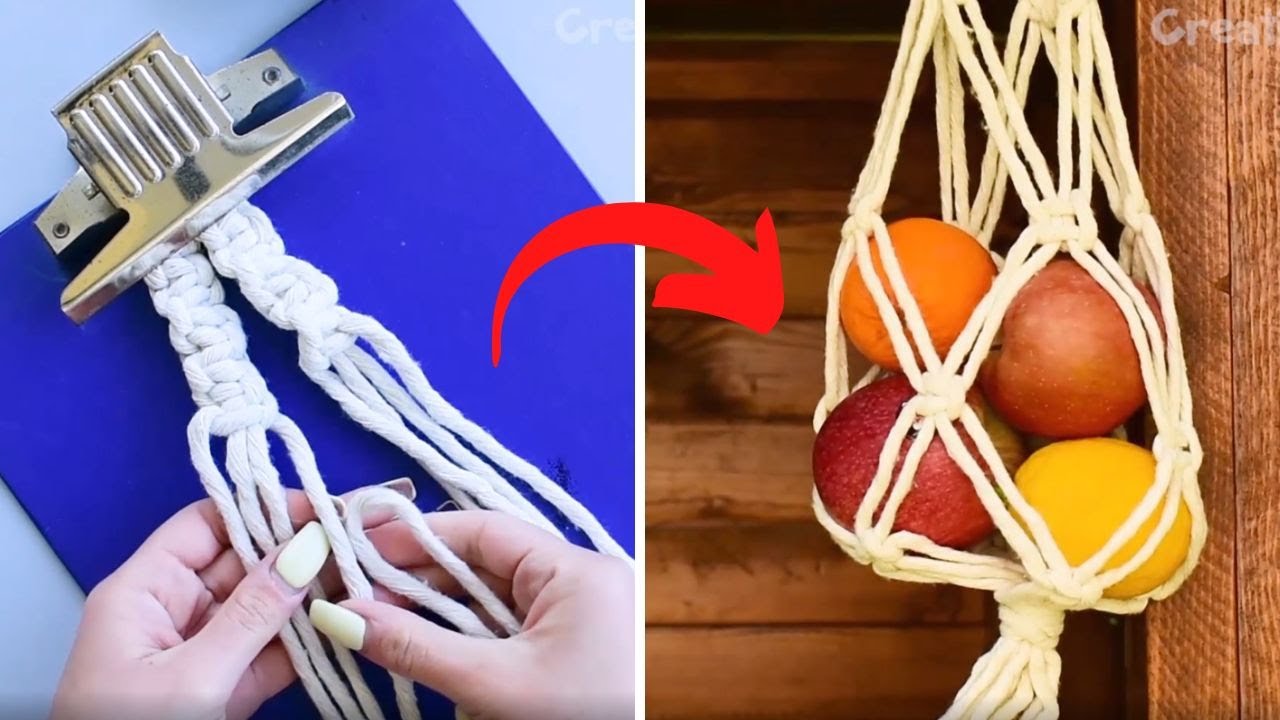 ZRSWV 2Pcs Macrame frutta amaca cesto, appeso frutta amaca per cucina sotto l'armadio, tessuto a mano appeso frutta titolare per casa barca camper camper camper