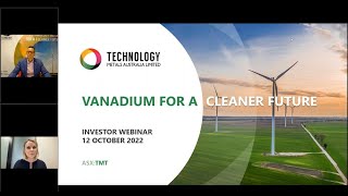 Technology Metals Australia (TMT) October 2022 Webinar - MOU with Tata Steel