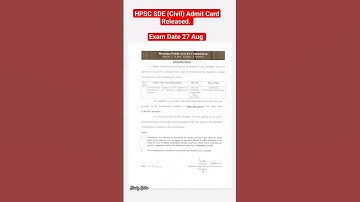 HPSC SDE (Civil) Admit Card Released. #hpsc #hpscsde#hpscadmitcard#new #shortvideo #studyadda