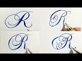 Stylish Cursive Handwriting Calligraph Capital Alphabetatoz in 4 styles of R | Umar Calligraphy