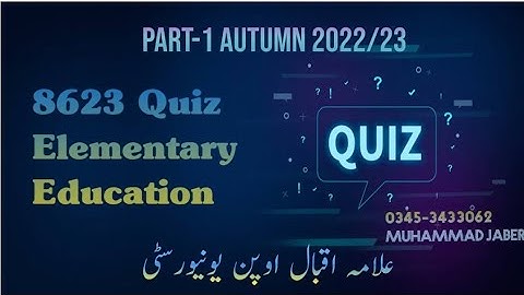 8623 Quiz PDF | Elementary Education | Part-1 | by Muhammad Jaber