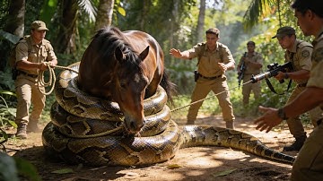 A Giant Python Attacked My Horse But Woodcutter Risks His Life to Save my Horse#rescue #animals 
