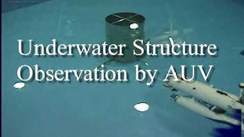 Autonomous Underwater Vehicle "Tri-Dog 1" performing autonomous structure observation in 2001.
