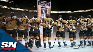 Golden Knights Unveil And Raise Their Stanley Cup Championship Banner Ahead Of Their Season Opener
