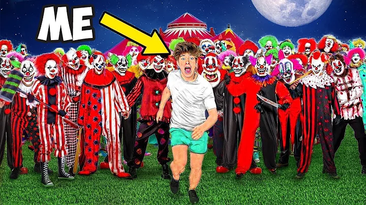 100 CLOWNS HUNT ME IN HIDE AND SEEK!!