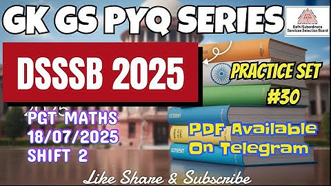 🔴 MASTER GK GS》TARGET DSSSB 2025》PRACTICE SET 30 @dsssbexamwindow #dsssbexamwindow 