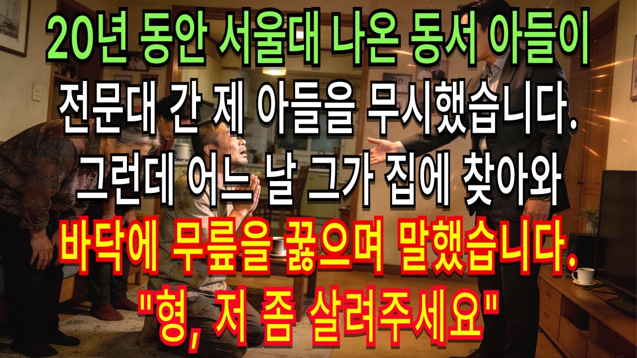 동서 아들은 서울대 나와 20년간 전문대 간 내 아들을 깔봤습니다. 그런데 그가 어느 날 찾아와 