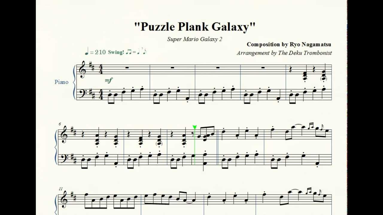 Super Mario Galaxy 2 Puzzle Plank Galaxy Piano W Sheet Youtube