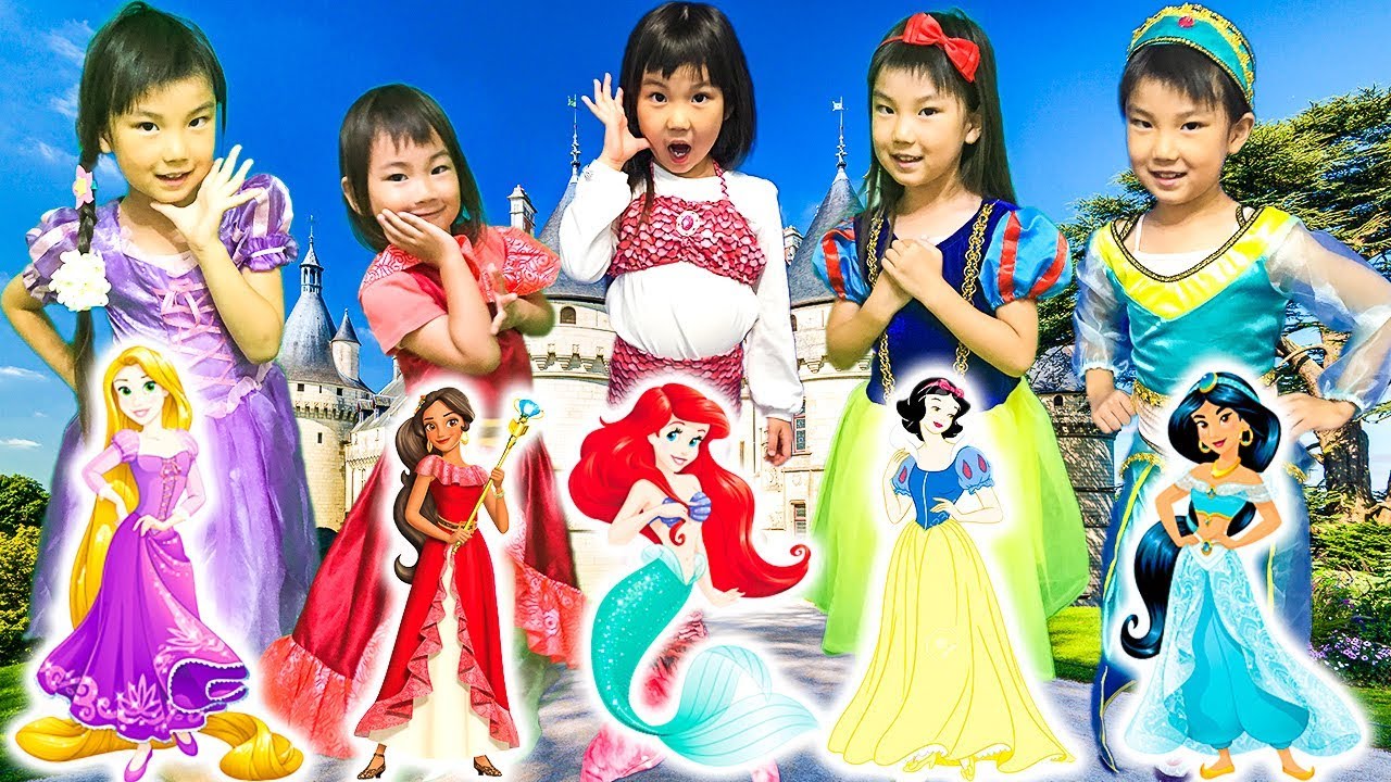 Learn Colors With Five Little Babies Jumping On The Bed Five Princesses なりきり 5人のプリンセス 英語の歌 童謡寸劇 Youtube