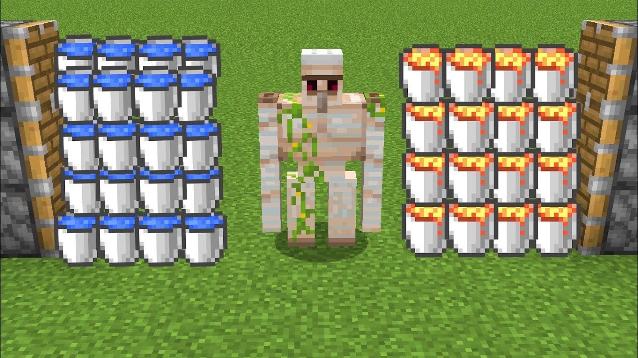 minecraft all buckets + iron golem = ???