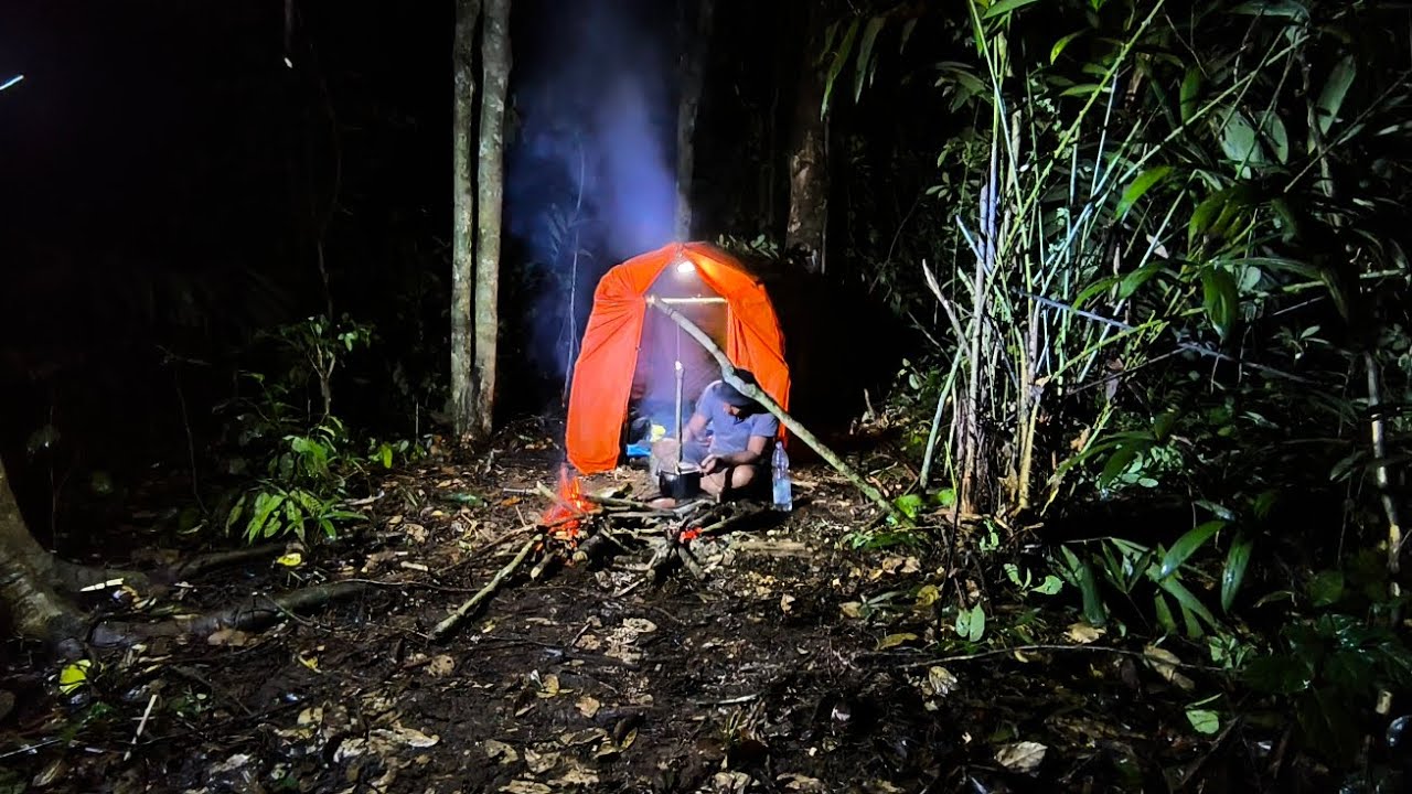 Solo camping dihutan Sumatra. Berburu untuk bertahan hidup. 