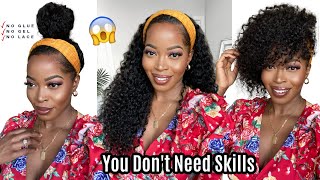  New HEADBAND WIG NO GLUE, NO GEL, NO LACE | Great PROTECTIVE STYLE Natural Hair Wig ft Julia Hair