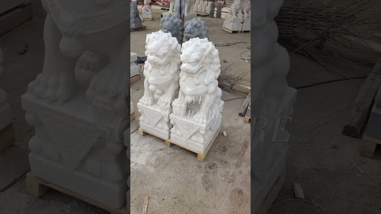 Chinese Foo Dog Marble Sculpture