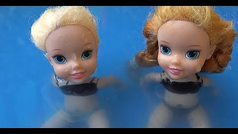 Elsa and Anna toddlers pool party with surprises!!