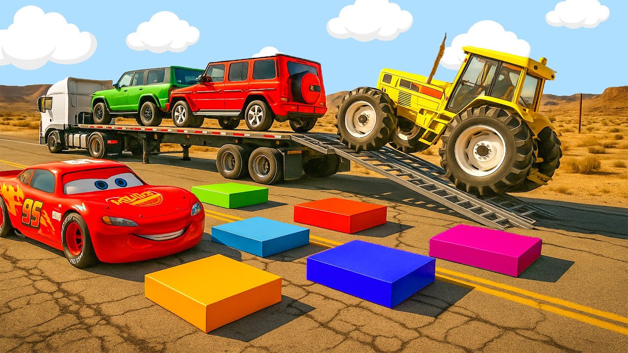 Flatbed Truck McQueen | Transportation with Truck - Pothole vs Car #35 | BeamNG.Drive Gameplay