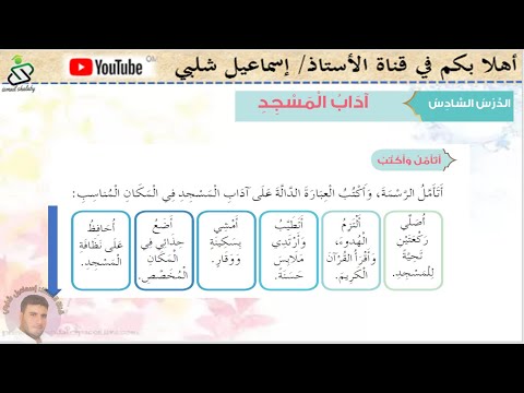 الدرس السادس آداب المسجد الصف الثالث تربية إسلامية الفصل الأول الوحدة 1