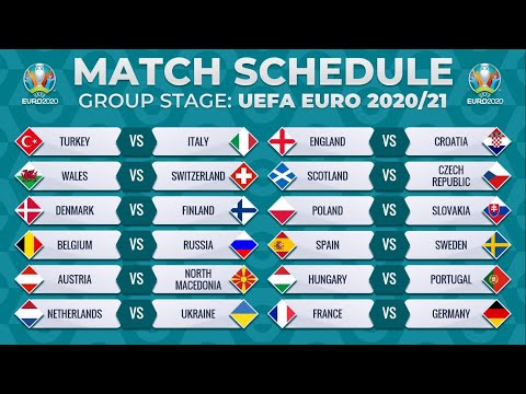MATCH SCHEDULE: UEFA EURO 2020/2021 - GROUP STAGE FIXTURES