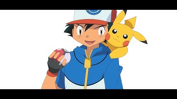 How to Draw Ash Ketchum and Pikachu || MS Paint Drawing || Sketchy Universe.