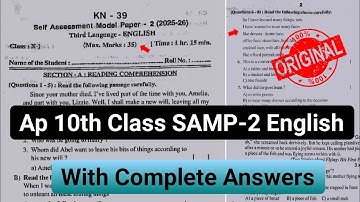 💯Ap 10th English Fa-2 question paper and answers 2025|10th class Samp 2 English answer key 2025