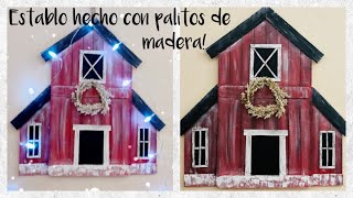 HOW TO MAKE A CHRISTMAS RED BARN | MANUALIDADES CON PALITOS DE MADERA PARA NAVIDAD 2020