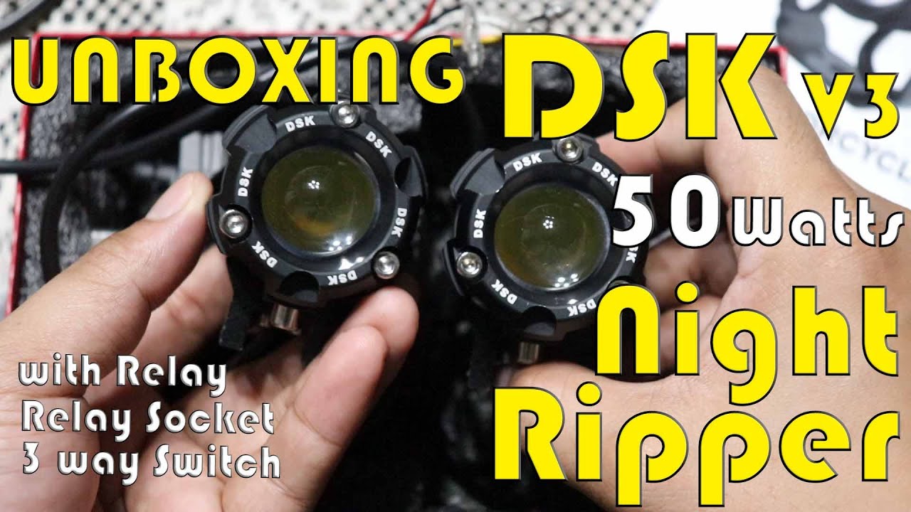 Unboxing DSK v3 50 Watts Night Ripper Mini Driving Light Sniper 150 Daboys TV YouTube