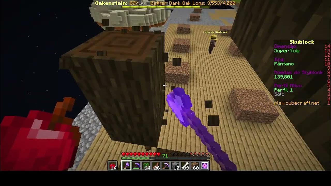 minecraft skyblock completando a quest das madeiras de dark oak wood