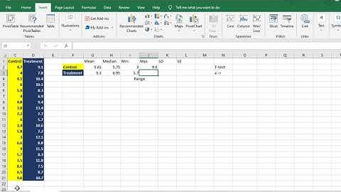 Comparing Two Groups Using Excel