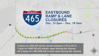 Weekend I-465 lane closures start Friday night