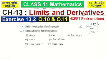 CH-13 : Limits and Derivatives | Exercise 13.2:  Q.10 & Q.11 | Class 11 Mathematics