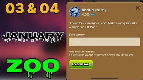 Zoo riddle of the day 03 & 04 January | Riddle of the day Zoo today | riddle of the day zoo | #zoo