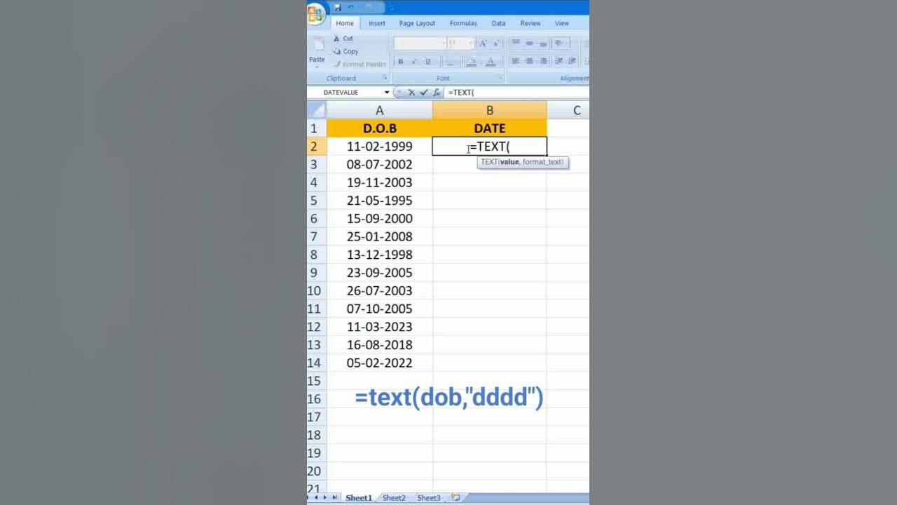 Ms Excel me birthday kaise nikale. how to find birthday in excel YouTube