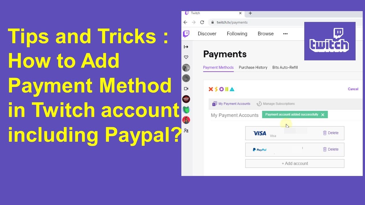 Which payment methods are available for Twitch TV?