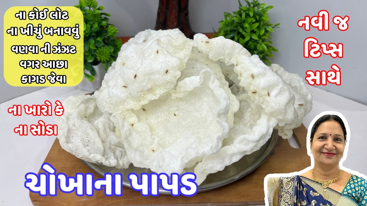 ૧ કપ ચોખામાંથી વણવા ની ઝંઝટ વગર ૫૦ થી વધુ પાપડ | Chokha na Papad | Rice Papad Recipe