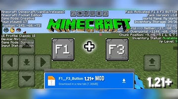  F1 + F3 Button Mod for Minecraft PE 1.21+ | Full Setup & Tutorial