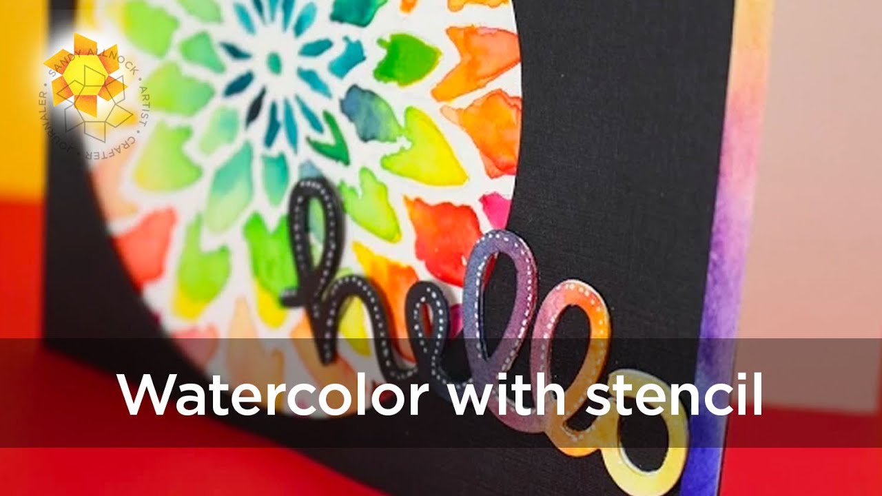 Watercolor with stencil - YouTube