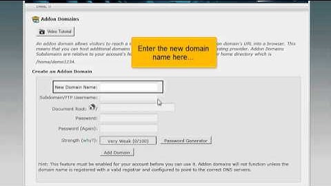 cPanel x3 - How to create an addon domain in cPanel