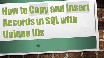 How to Copy and Insert Records in SQL with Unique IDs