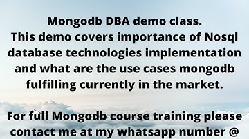 Mongodb DBA demo class