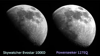 Moon Comparison ZWO ASI 183MC - Celestron 127EQ Reflector vs. Skywatcher Evostar 100ED APO Refractor