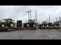 NS Train hauling John Deere tractors, heading south into Alliance, OH.  2014-10-03