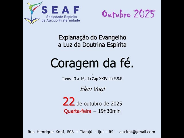 Coragem da fé. Itens 13 a 16. Capítulo XXIV – E.S.E, com Elen Vogt.